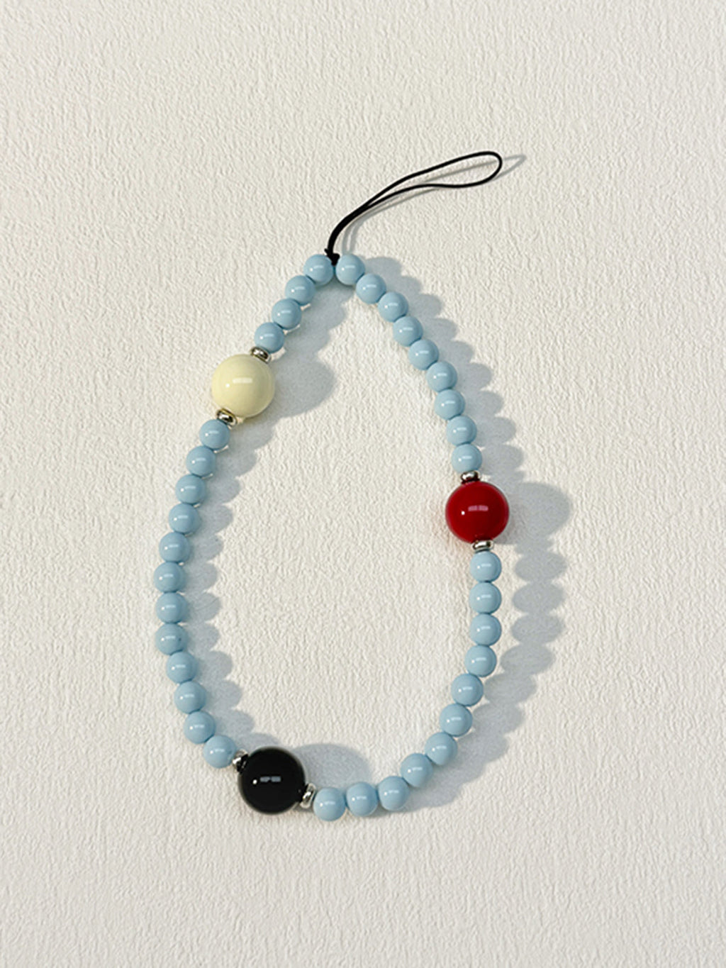 Beaded Phone Lanyard, Blue and Black — Svelte Chic