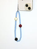 Beaded Phone Lanyard, Blue and Black in Multicolor — Svelte Chic