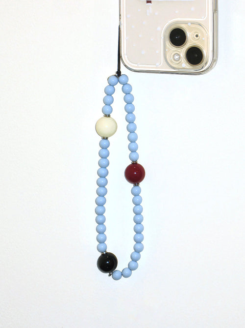 Beaded Phone Lanyard, Blue and Black in Multicolor — Svelte Chic