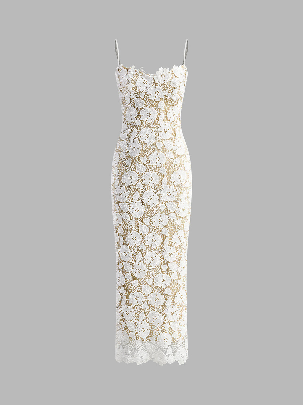 Double Layer Lace Maxi Dress in White — Svelte Chic
