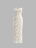 Double Layer Lace Maxi Dress in White — Svelte Chic