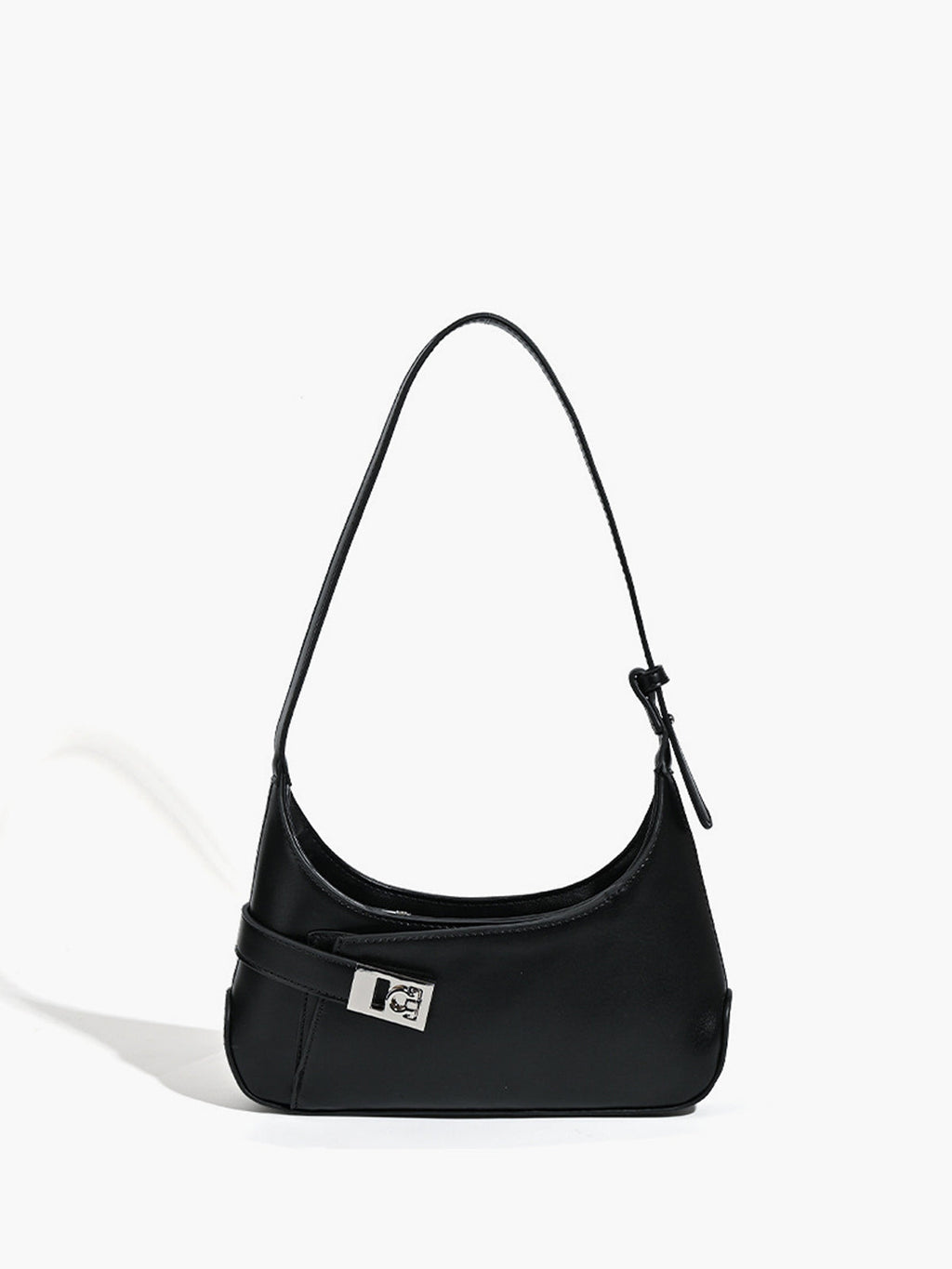 Minimalist Shoulder Bag, Compact in Black — Svelte Chic