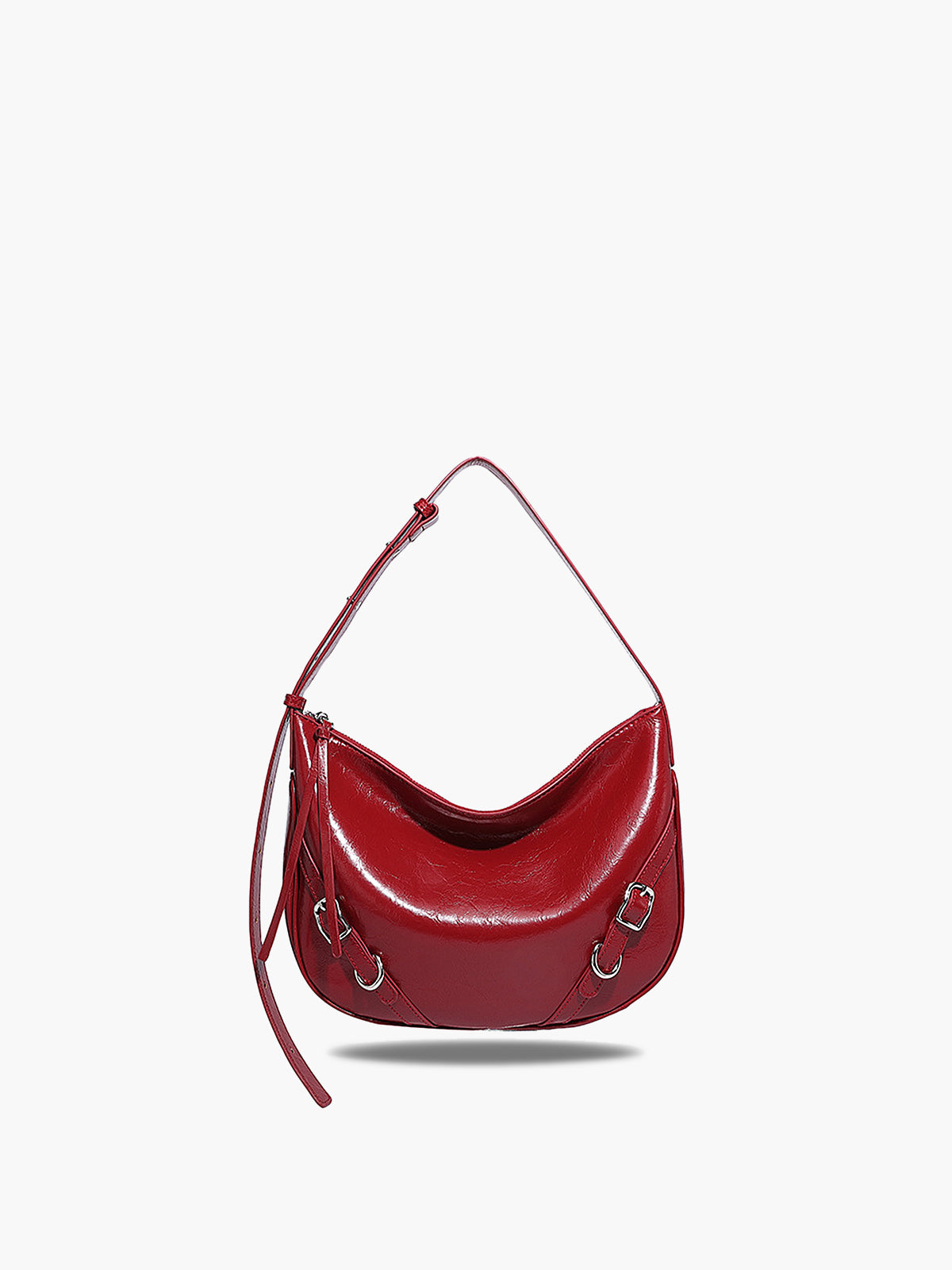 Textured Zip Shoulder Bag in Red — Svelte Chic