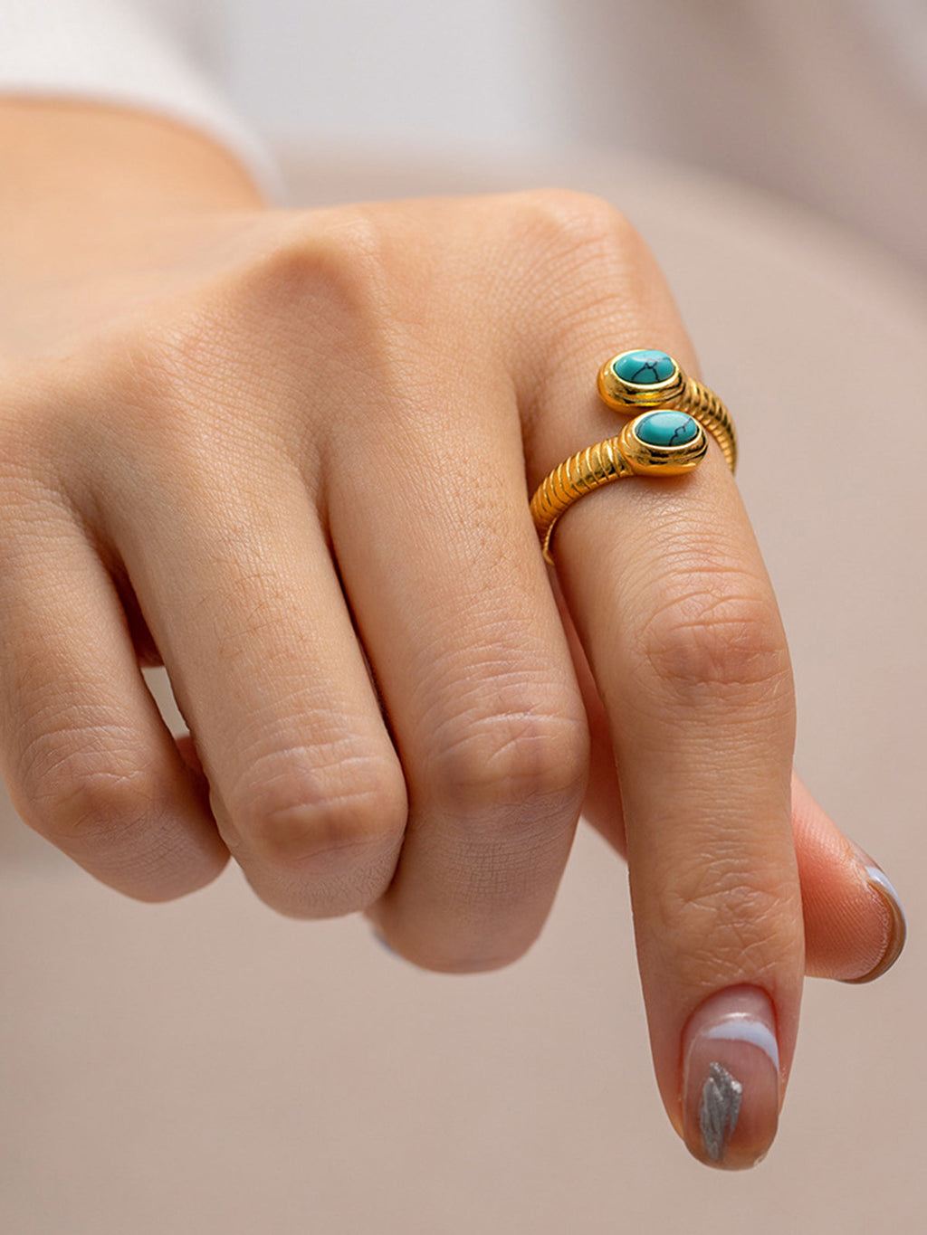 Snake Ring with Sapphire and Turquoise in Green — Svelte Chic