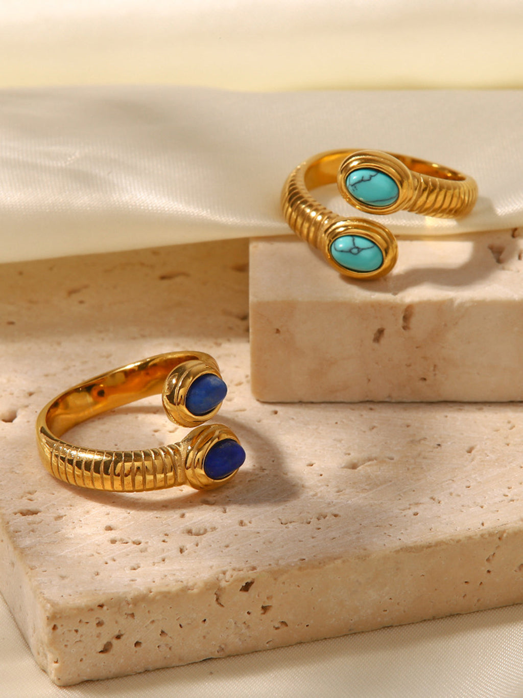 Snake Ring with Sapphire and Turquoise — Svelte Chic