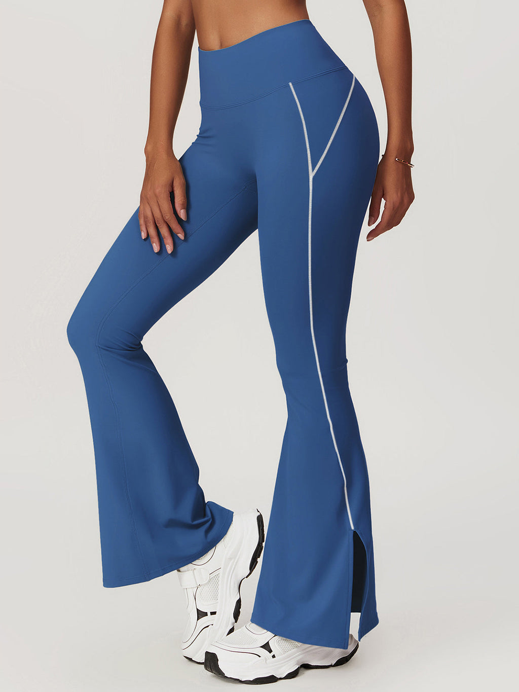 High Waist Flare Leggings in Blue — Svelte Chic