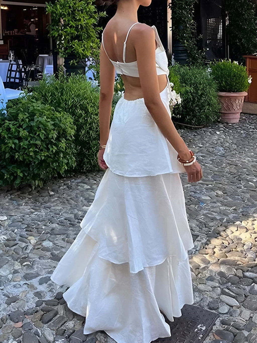 Cutwork Floral Backless Maxi Dress — Svelte Chic
