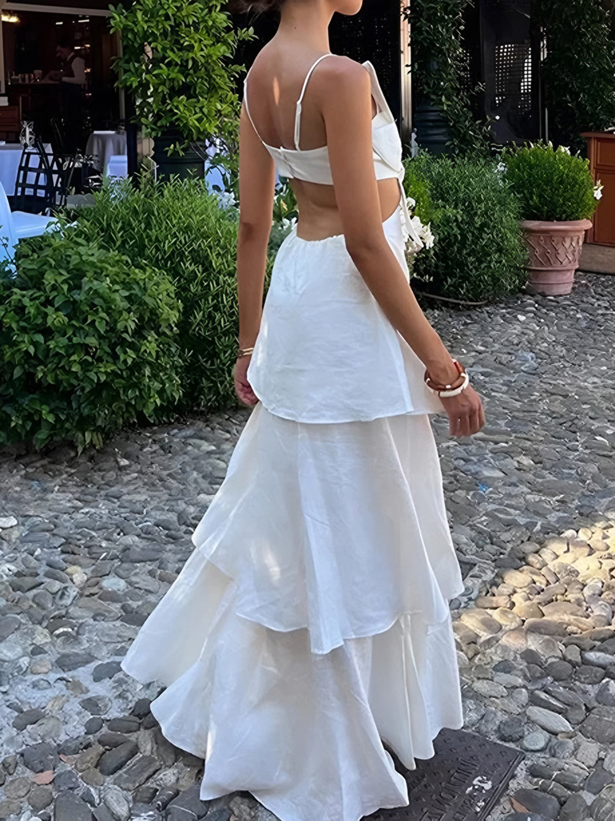 Cutwork Floral Backless Maxi Dress — Svelte Chic