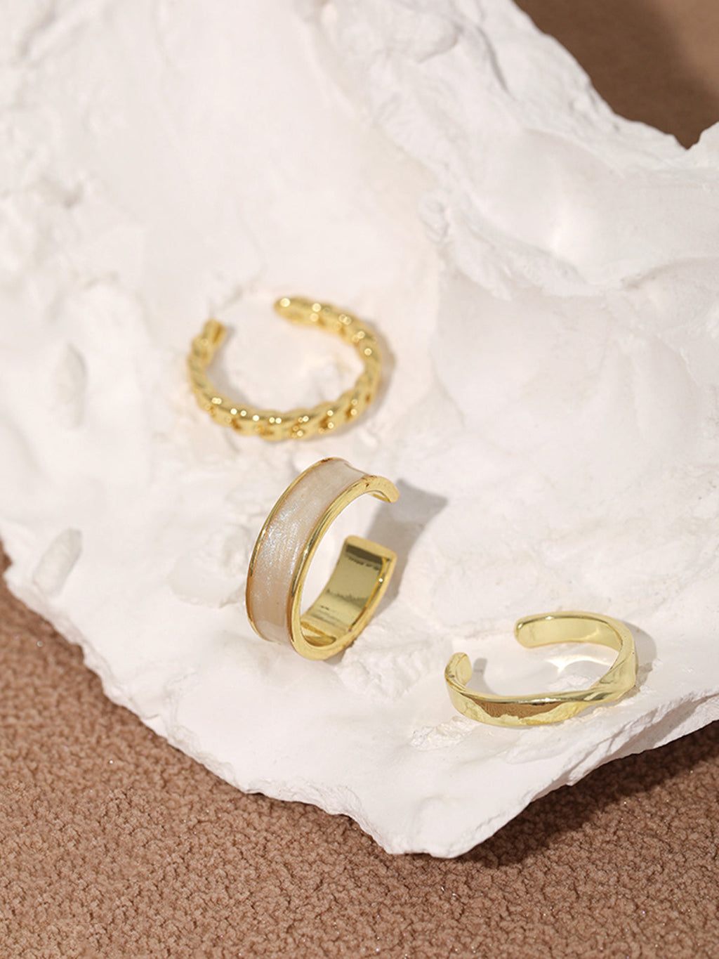 Round Ring Set, 3 Pieces in Gold — Svelte Chic