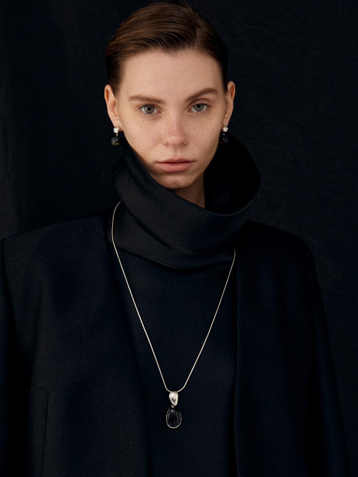 Midnight Black Onyx Necklace, 72 cm — Svelte Chic