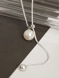 Pearl Lariat Y-Shape Necklace in Silver — Svelte Chic