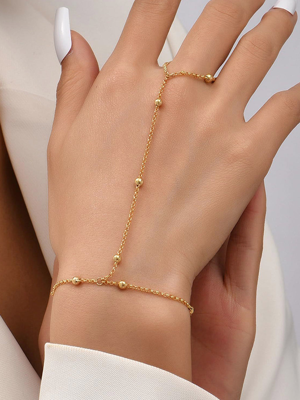 Bead Chain Hand Bracelet — Svelte Chic