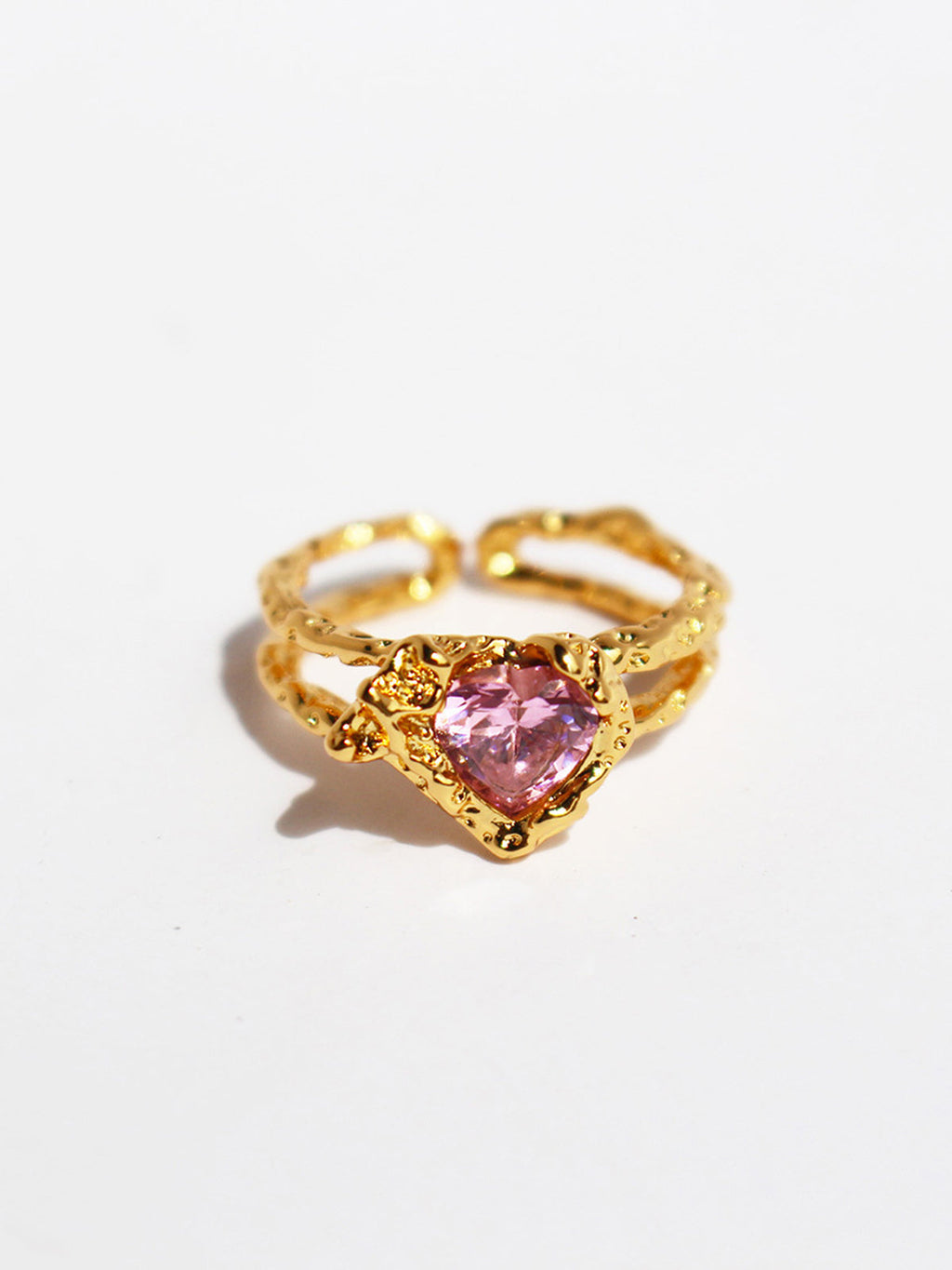 Heart Rhinestone Open Ring in Gold — Svelte Chic