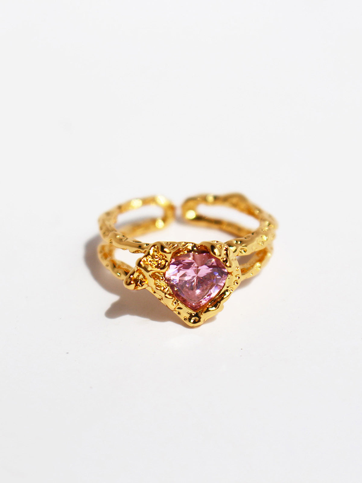 Heart Rhinestone Open Ring in Gold — Svelte Chic