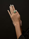 Spectrolite Ring in Moss Green in Silver — Svelte Chic