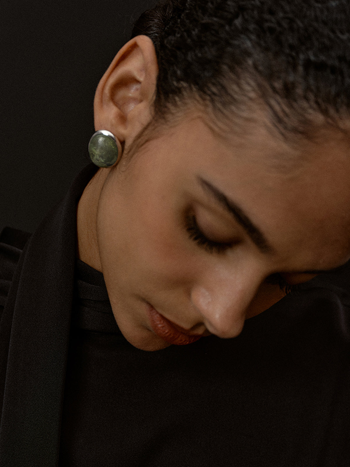 Spectrolite Stud Earrings in Moss Green — Svelte Chic