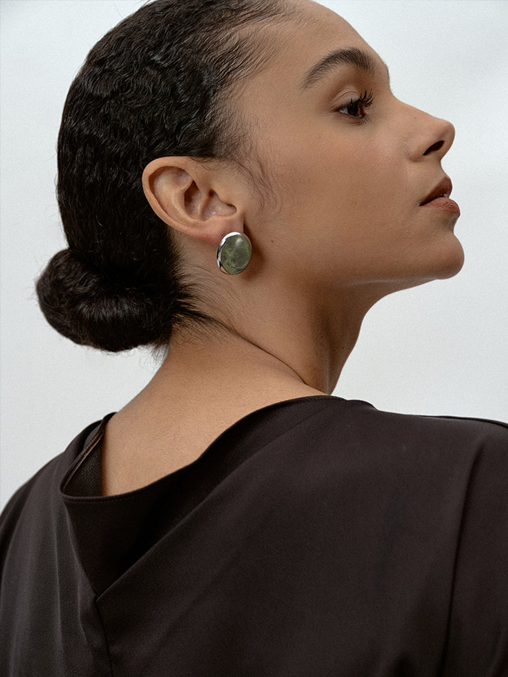 Spectrolite Stud Earrings in Moss Green — Svelte Chic