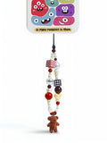 Flocked Bear Beaded Phone Lanyard in Multicolor — Svelte Chic