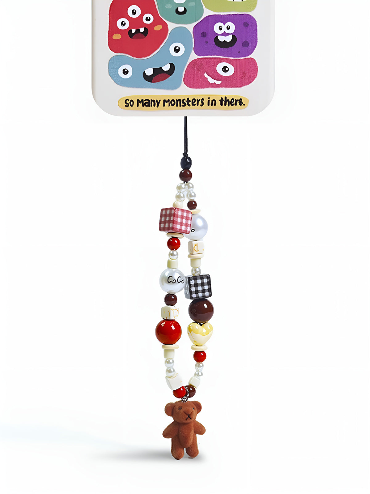 Flocked Bear Beaded Phone Lanyard in Multicolor — Svelte Chic