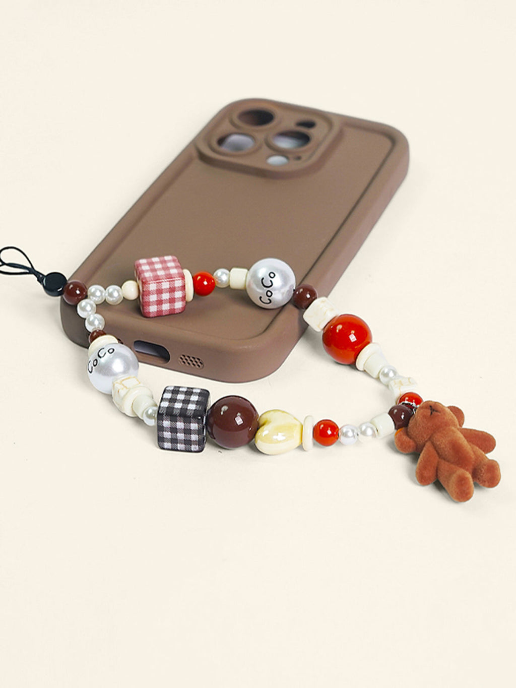 Flocked Bear Beaded Phone Lanyard — Svelte Chic