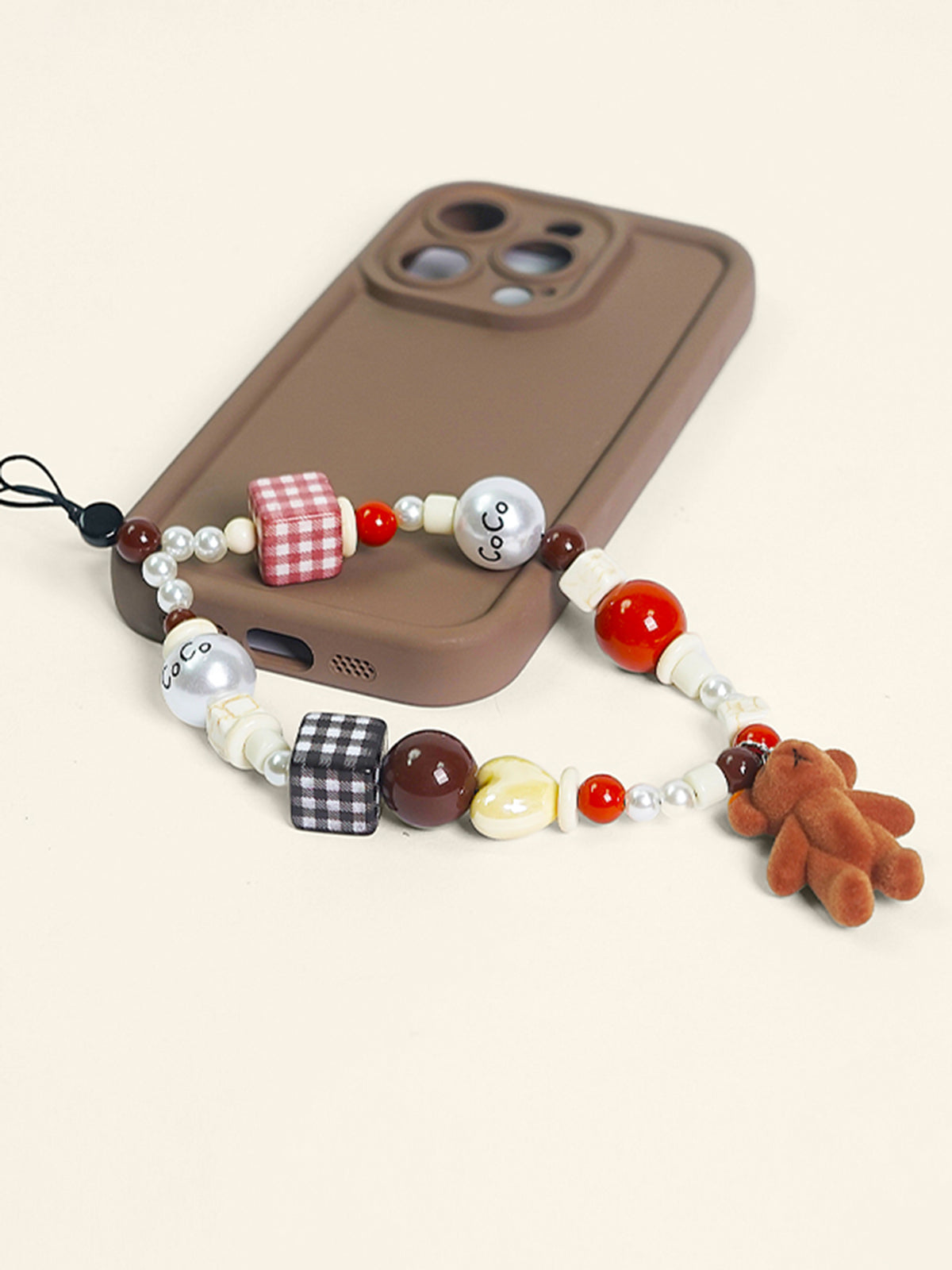 Flocked Bear Beaded Phone Lanyard — Svelte Chic