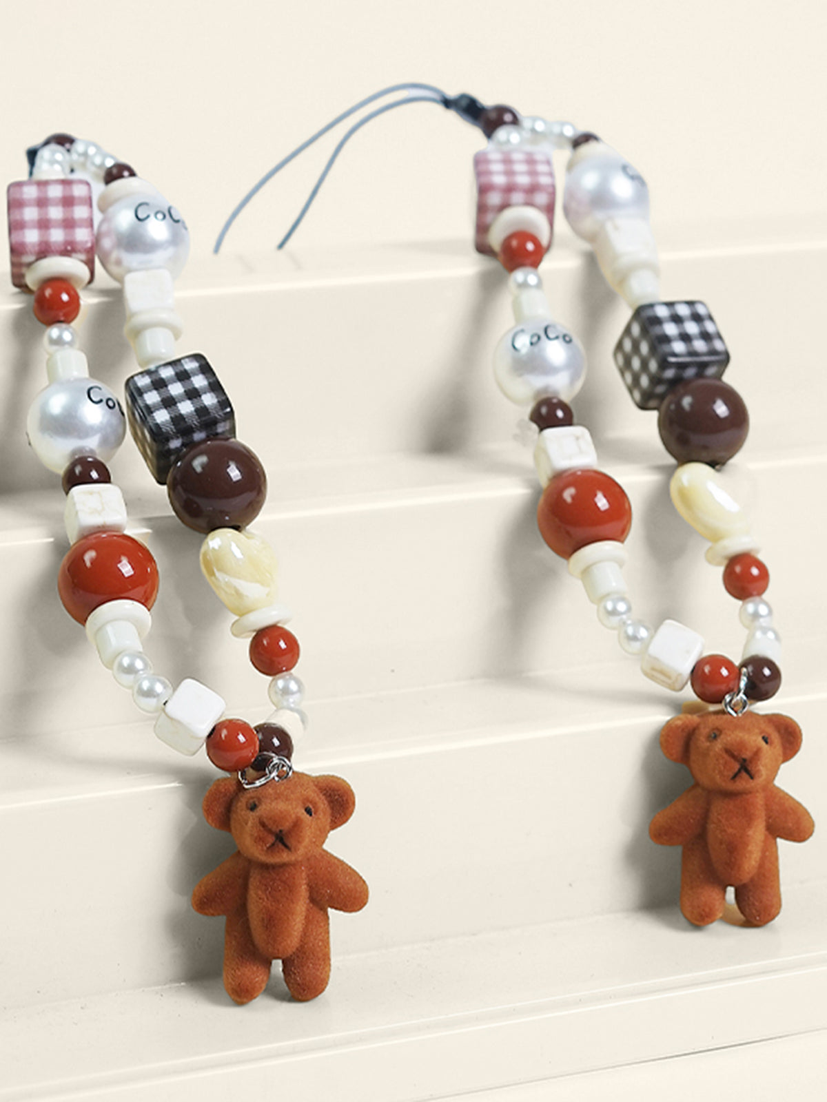 Flocked Bear Beaded Phone Lanyard — Svelte Chic