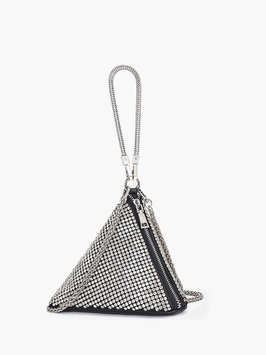 Rhinestone Triangle Mini Bag in Silver — Svelte Chic