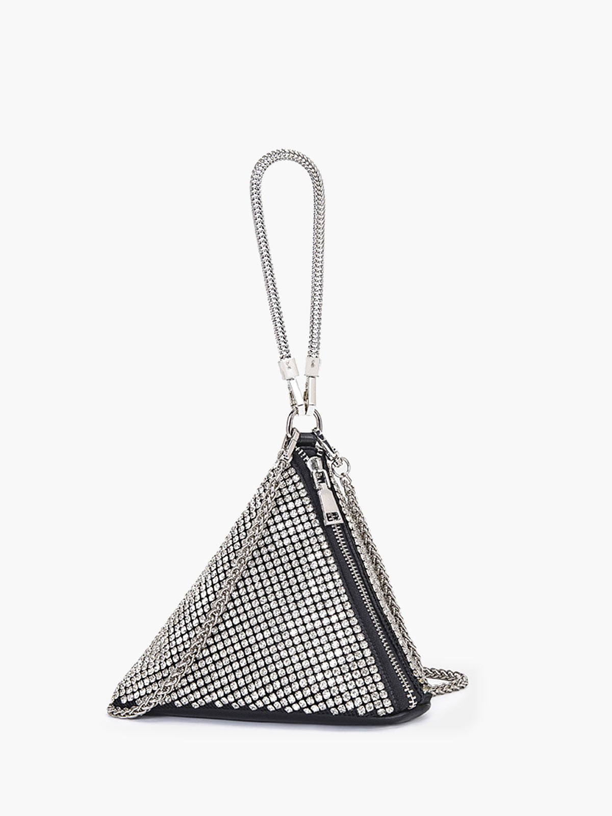 Rhinestone Triangle Mini Bag in Silver — Svelte Chic