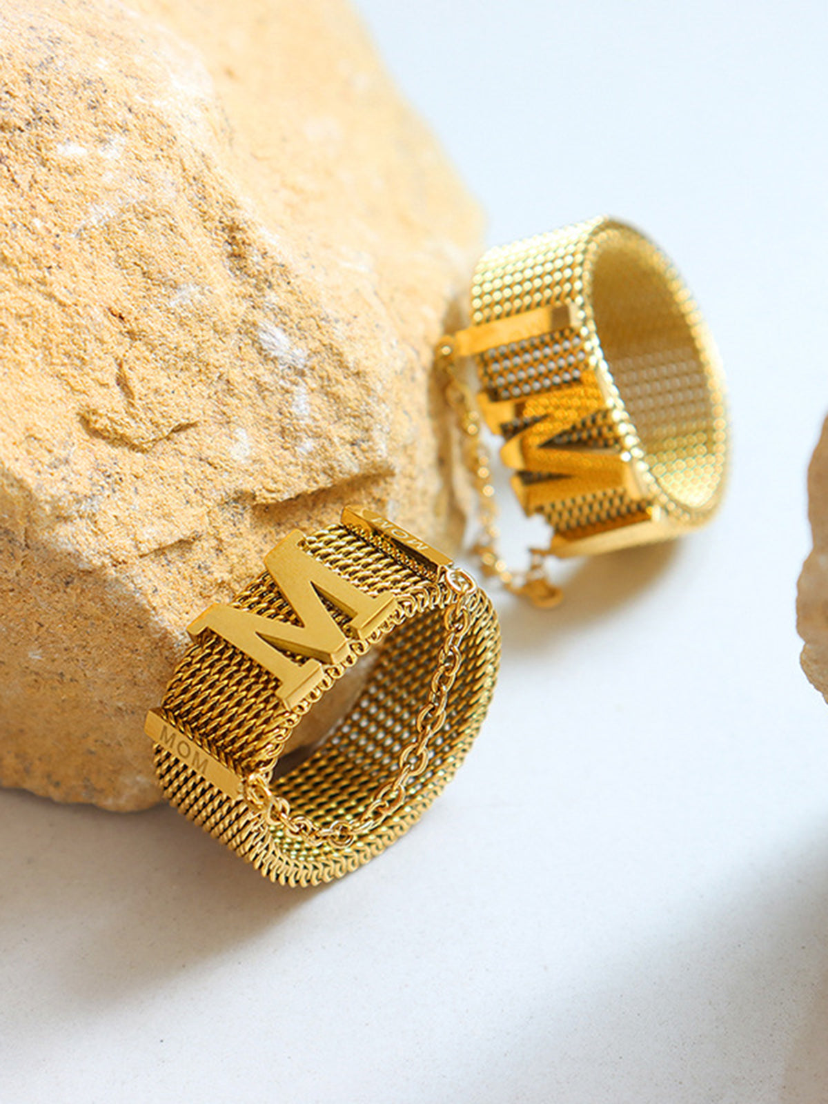 M Letter Chain Ring — Svelte Chic