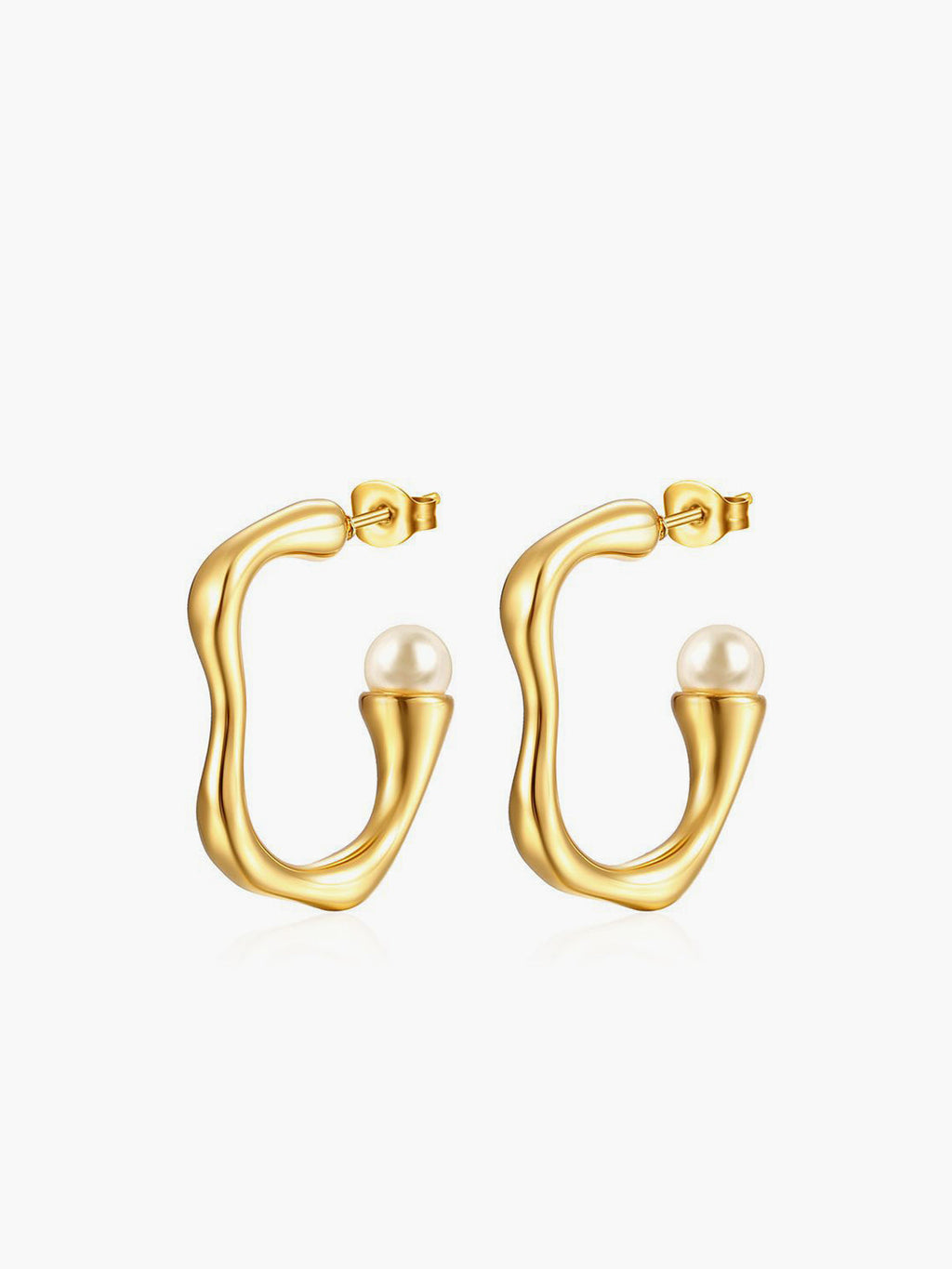 Irregular Pearl Hoop Earrings in Gold — Svelte Chic
