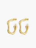 Irregular Pearl Hoop Earrings in Gold — Svelte Chic