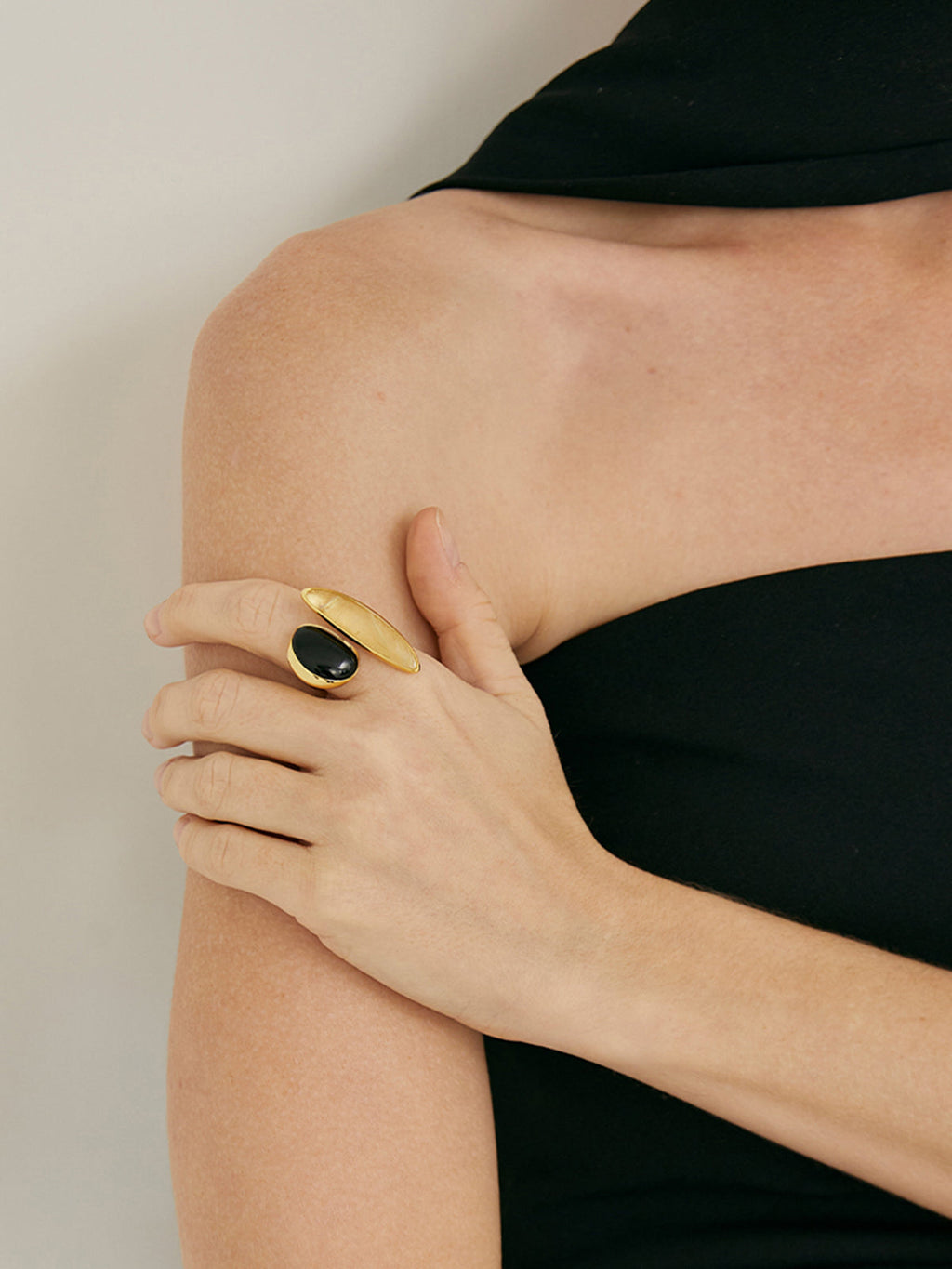 Black Onyx and Yellow Crystal Ring — Svelte Chic