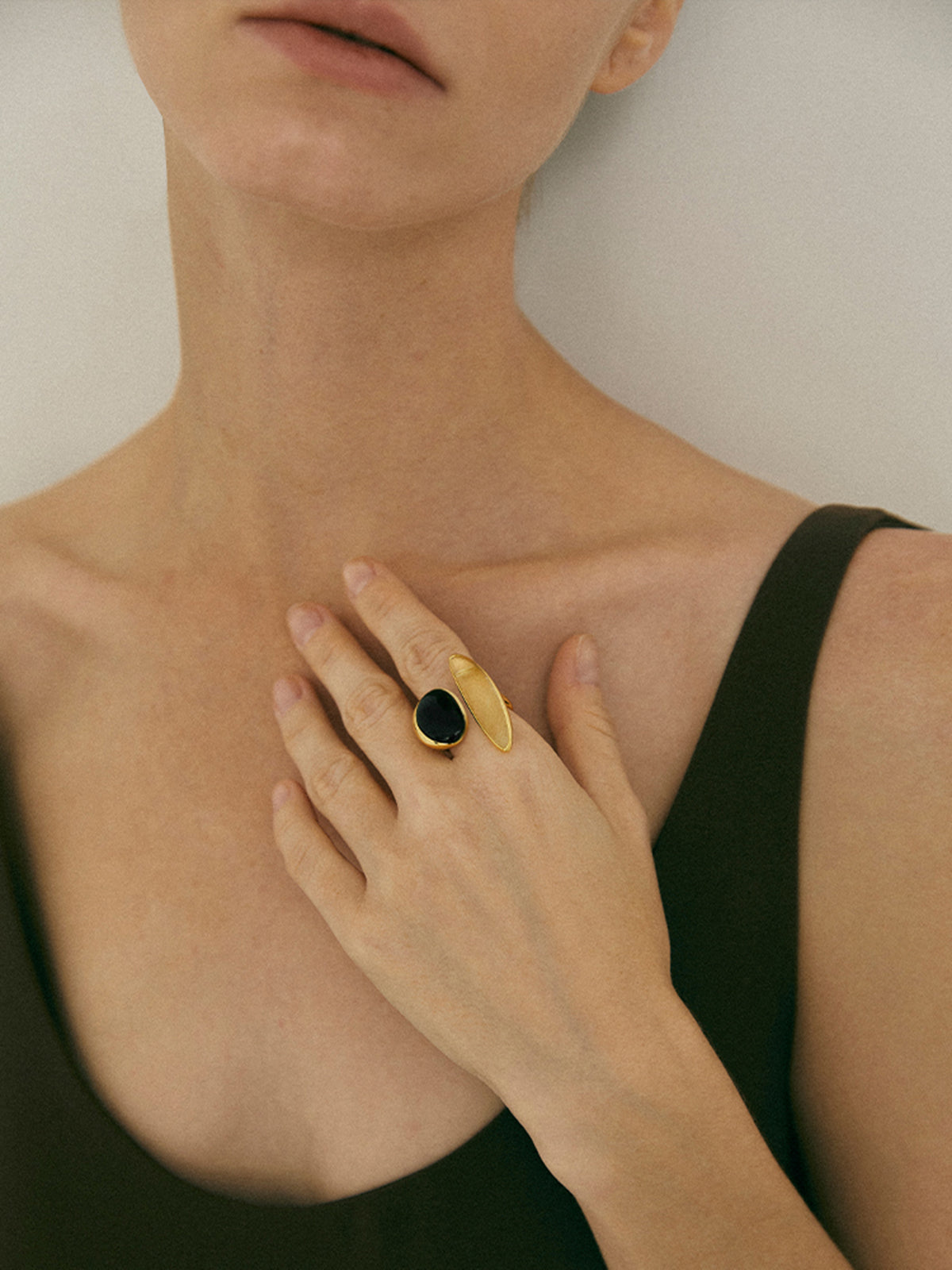 Black Onyx and Yellow Crystal Ring — Svelte Chic