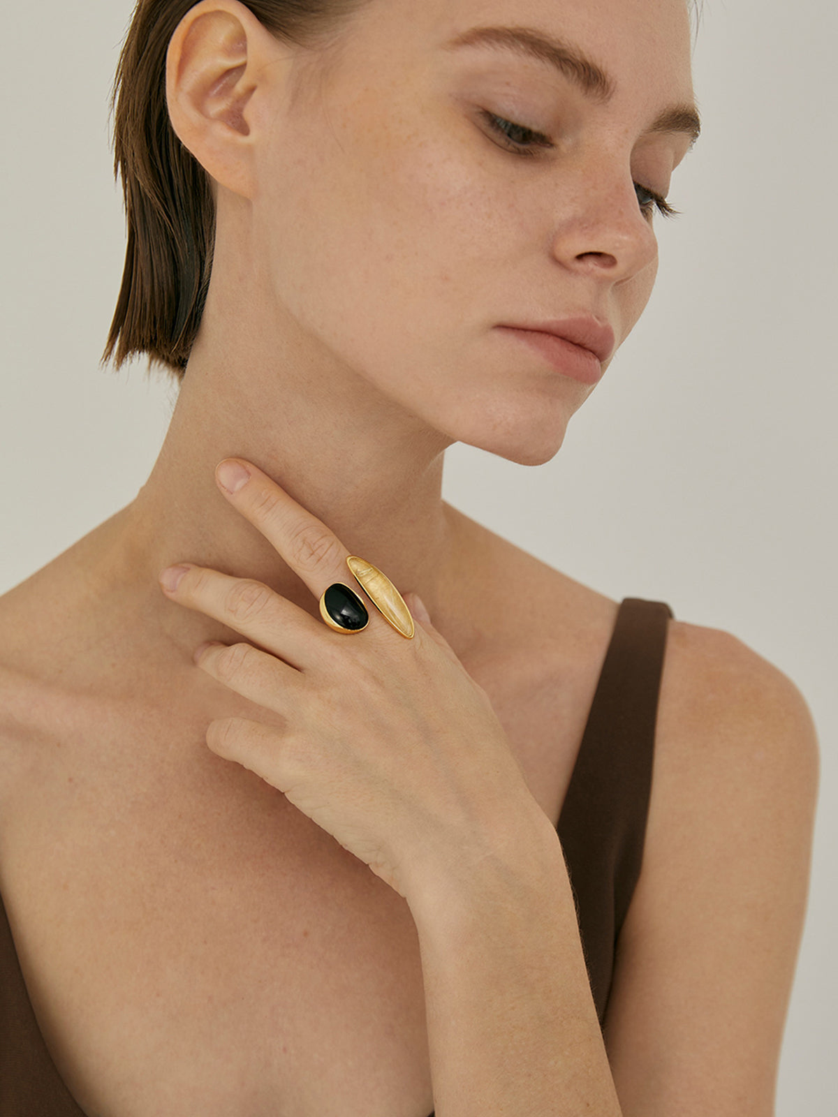 Black Onyx and Yellow Crystal Ring — Svelte Chic