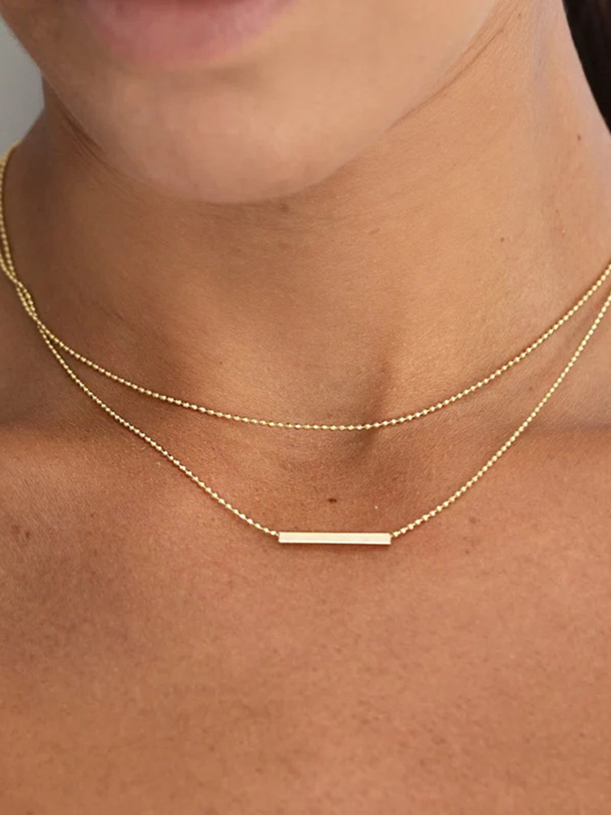 Double Layer Drop Necklace in Gold — Svelte Chic