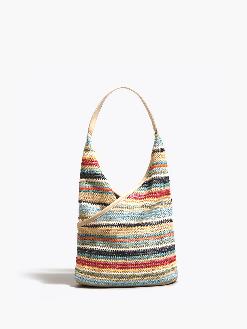 Rainbow Woven Straw Shoulder Bag in Multicolor — Svelte Chic
