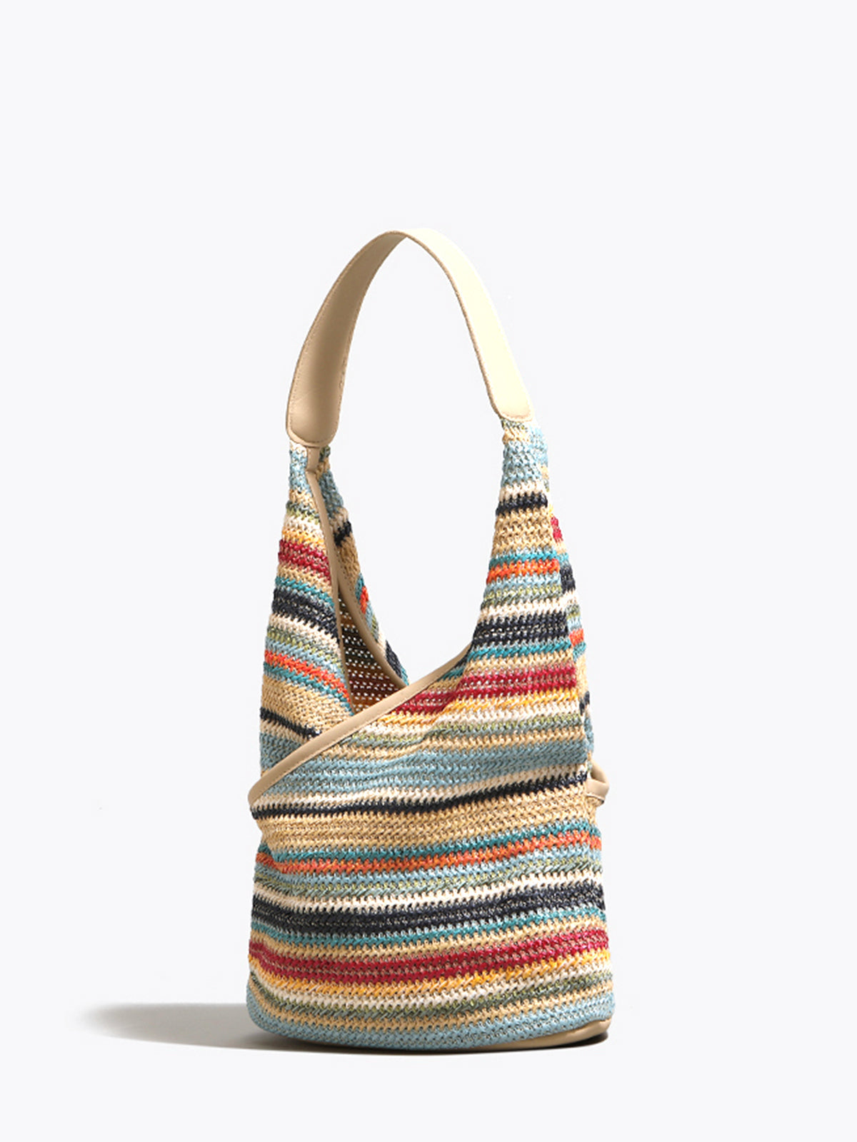 Rainbow Woven Straw Shoulder Bag — Svelte Chic