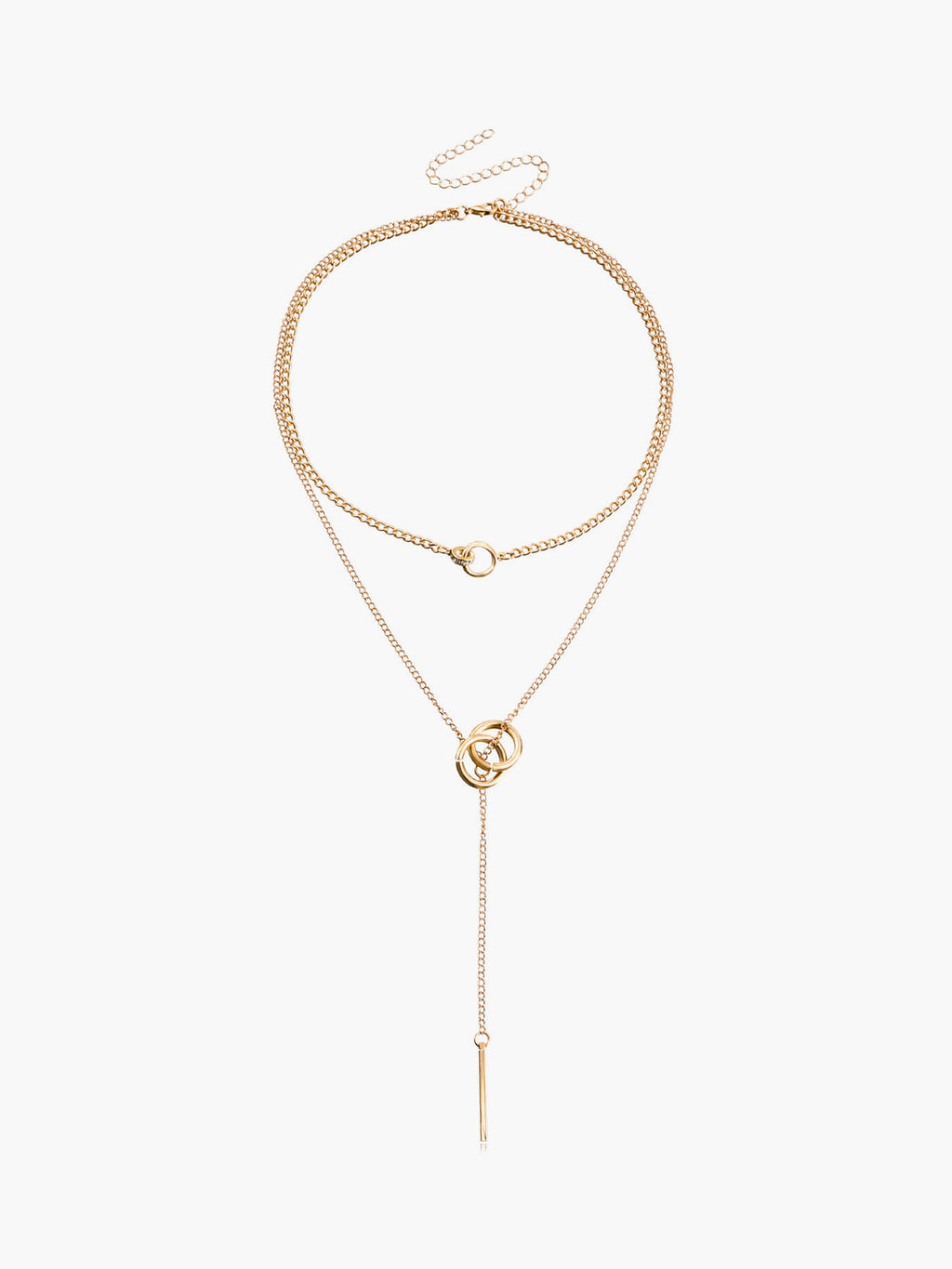 Double Circle Tassel Necklace in Gold — Svelte Chic