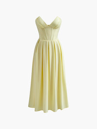 Pileli Biye Fermuarlı Abiye Tüp Elbise