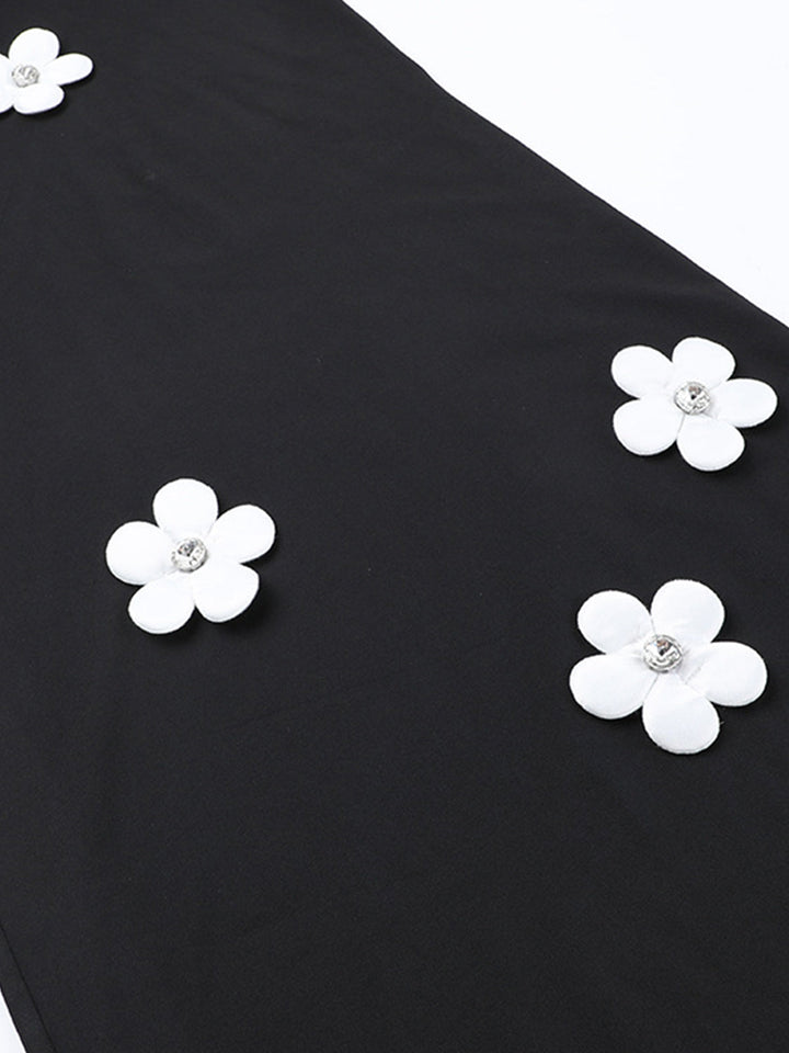 Вечерна рокля с 3D цветен разрез и имитация на деколтето