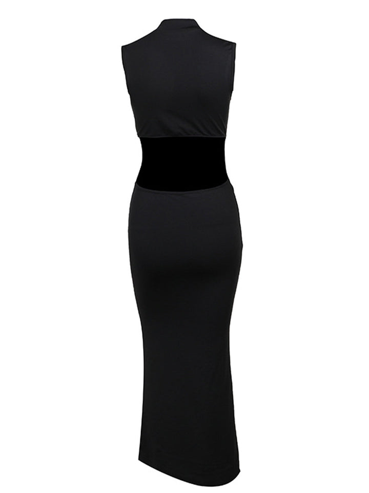 Вечерна рокля с 3D цветен разрез и имитация на деколтето