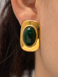 Vintage Cat's Eye Stone Earrings in Gold — Svelte Chic