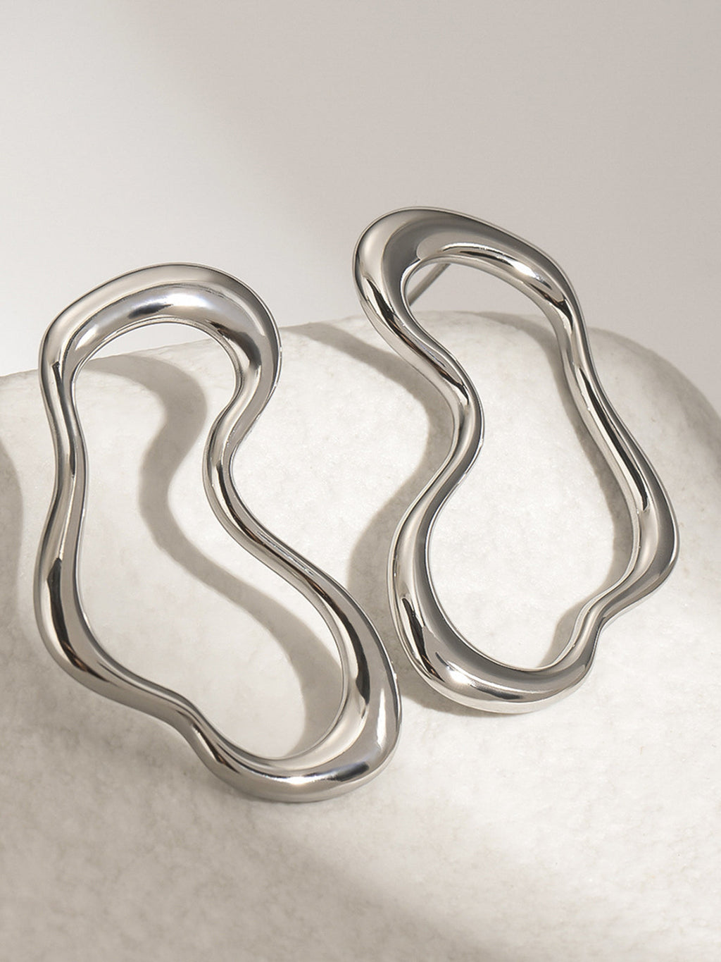 Irregular Metal Stud Earrings in Silver — Svelte Chic