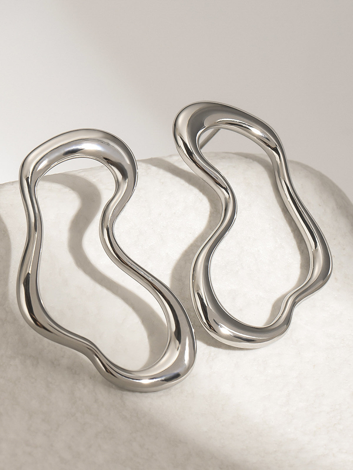 Irregular Metal Stud Earrings in Silver — Svelte Chic