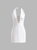 Halter Backless Mini Dress in White — Svelte Chic