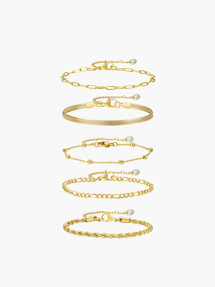 5 геометрични златни гривни с верижки