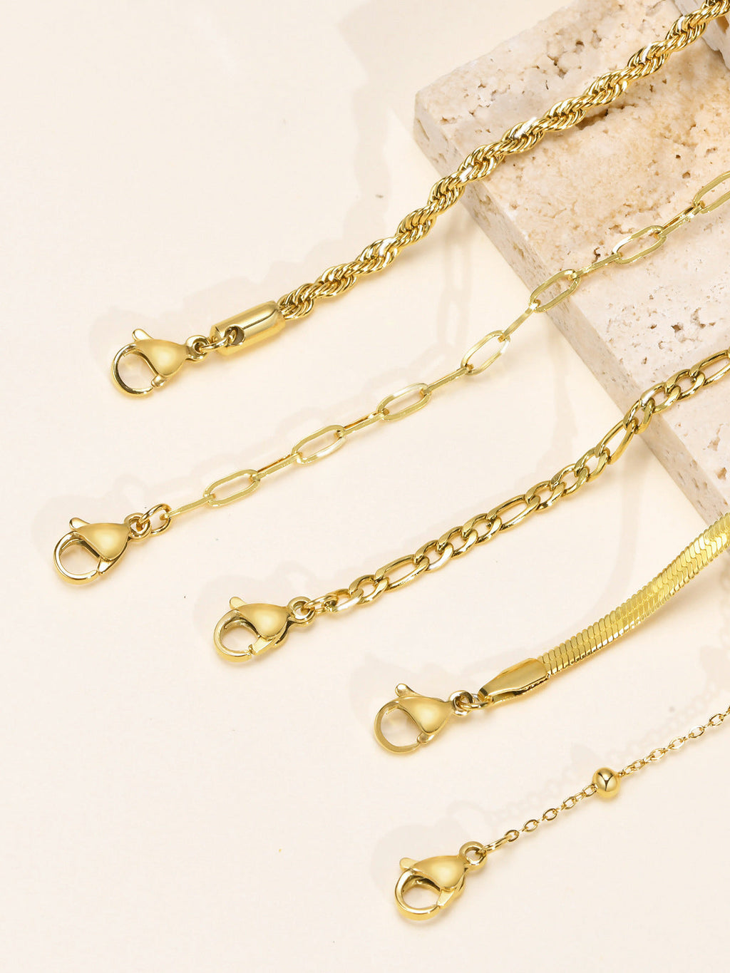 Geometric Chain Bracelet Set, 5 Pieces — Svelte Chic