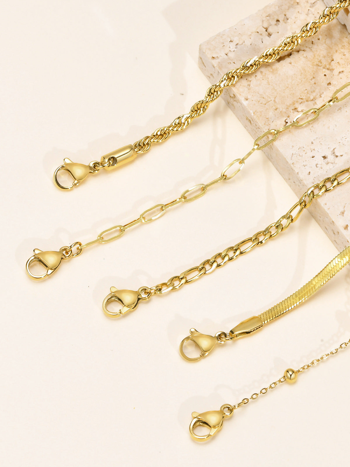 Geometric Chain Bracelet Set, 5 Pieces — Svelte Chic