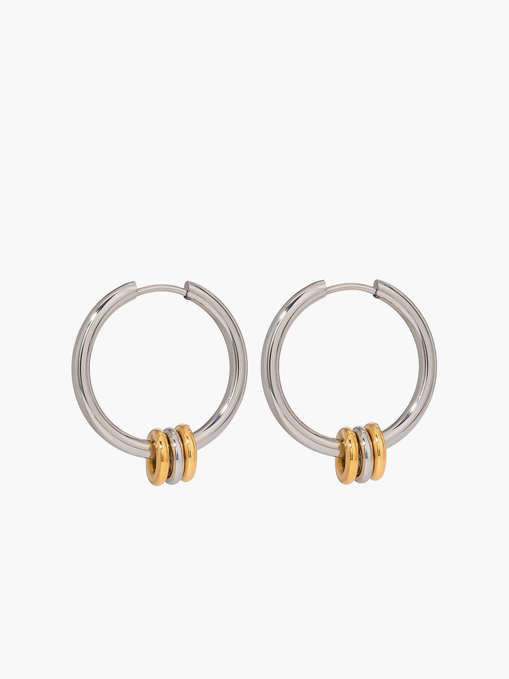 Two-Tone Beaded Hoop Earrings — Svelte Chic