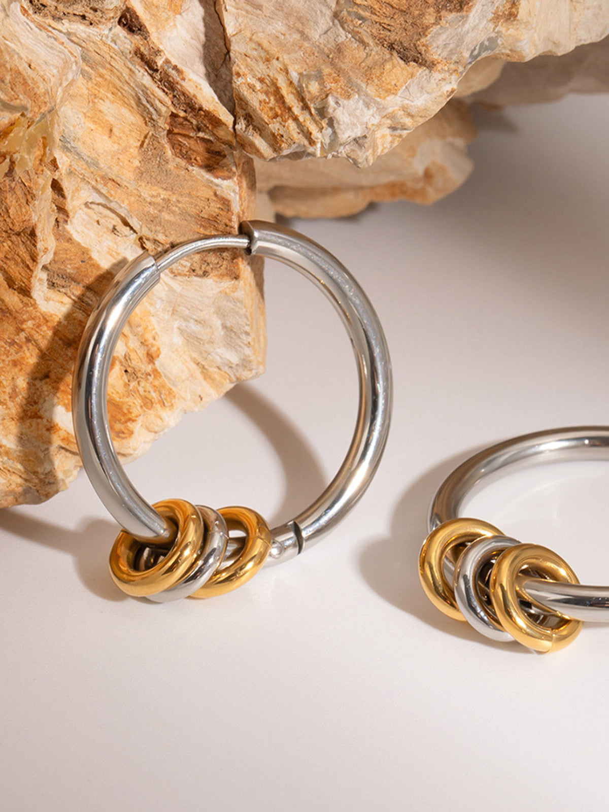 Two-Tone Beaded Hoop Earrings — Svelte Chic